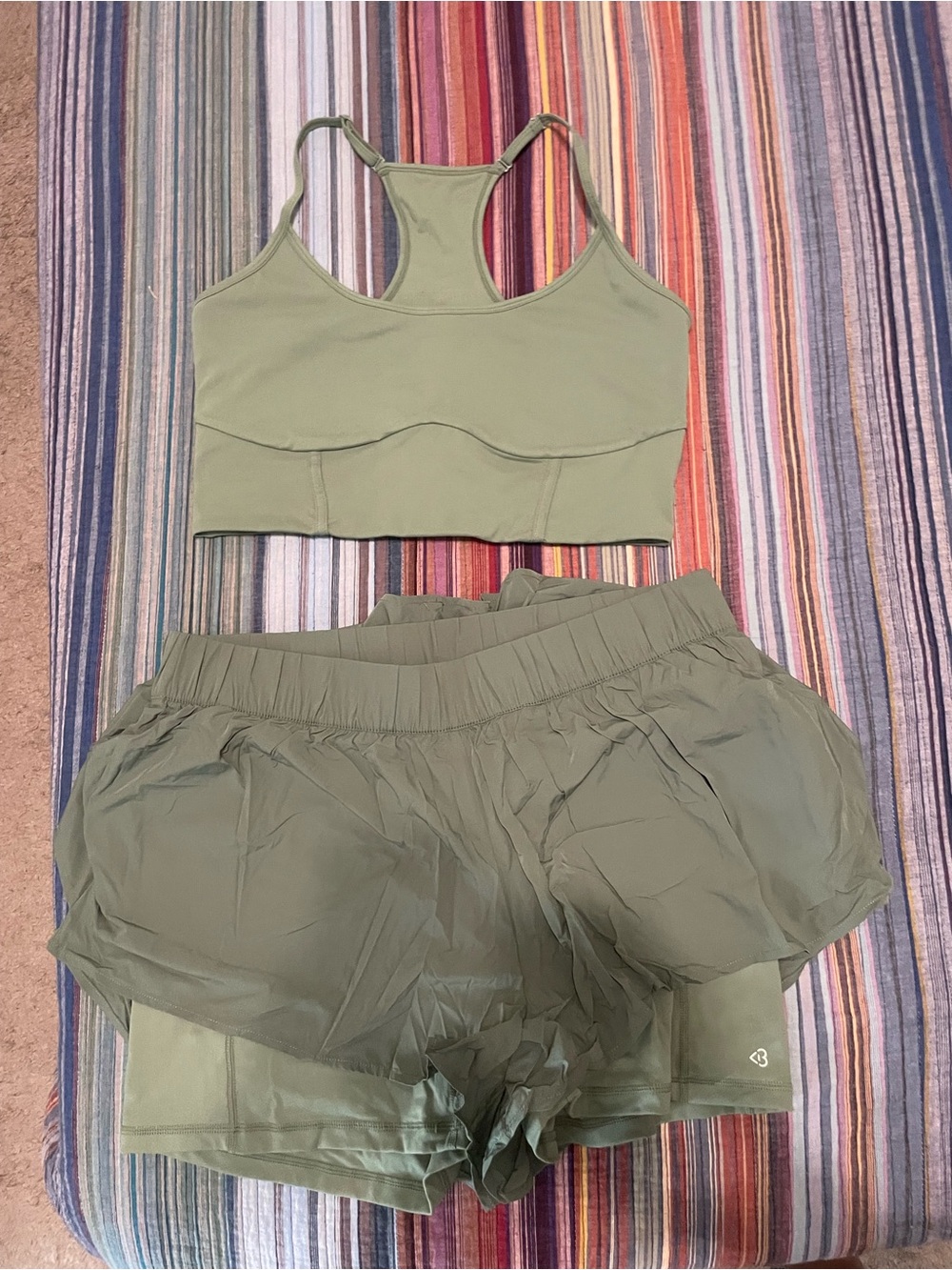 Blogilates sports bra and shorts set